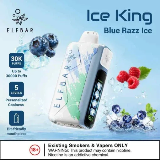 Buy Elf Bar Ice King – Blue Razz Ice – 30K 30000 Puffs online in Ahmedabad - Vape Shop Ahmedabad