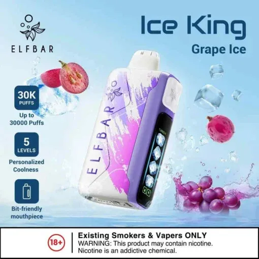 Buy Elf Bar Ice King – Grape Ice – 30K 30000 Puffs online in Ahmedabad - Vape Shop Ahmedabad