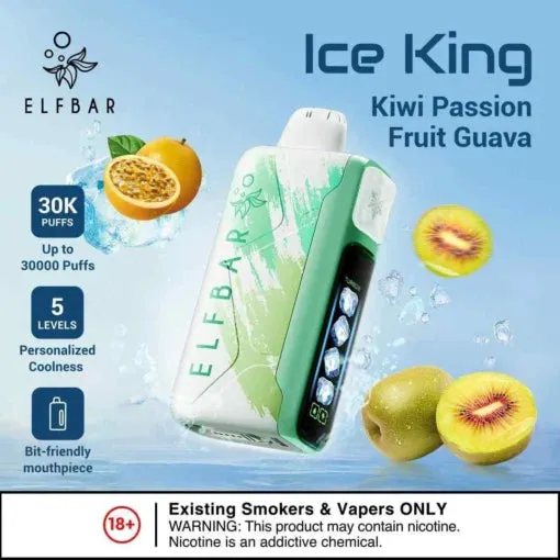 Buy Elf Bar Ice King – Kiwi Passion Fruit Guava – 30K 30000 Puffs online in Ahmedabad - Vape Shop Ahmedabad