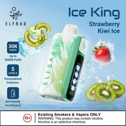 Buy Elf Bar Ice King – Strawberry Kiwi Ice – 30K 30000 Puffs online in Ahmedabad - Vape Shop Ahmedabad