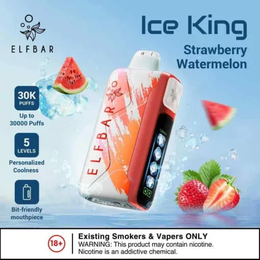 Buy Elf Bar Ice King – Strawberry Watermelon – 30K 30000 Puffs online in Ahmedabad - Vape Shop Ahmedabad
