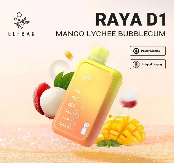 Buy Elf Bar Raya D1 – Mango Lychee Bubblegum online in Ahmedabad - Vape Shop Ahmedabad