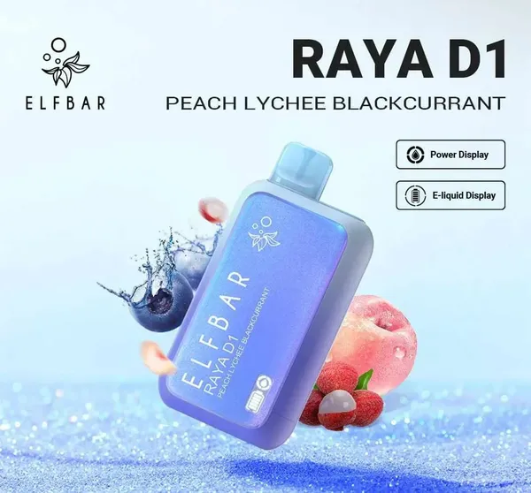 Buy Elf Bar Raya D1 – Peach Lychee Blackcurrant online in Ahmedabad - Vape Shop Ahmedabad