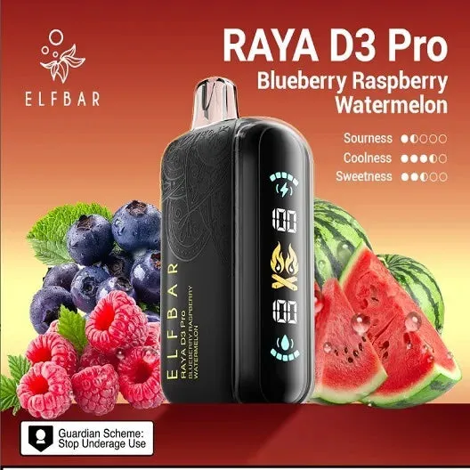 Buy Elf Bar Raya D3 Pro 30K Blueberry Raspberry Watermelon 30000 Puffs online in Ahmedabad - Vape Shop Ahmedabad