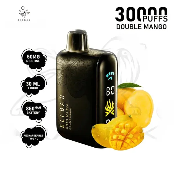 Buy Elf Bar Raya D3 Pro -30k Double Mango 30000 Puffs online in Ahmedabad - Vape Shop Ahmedabad