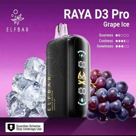 Buy Elf Bar Raya D3 Pro -30k Grape Ice 30000 Puffs online in Ahmedabad - Vape Shop Ahmedabad